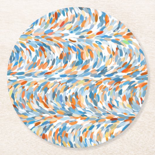 おもしろいサマーカラー絵を描（ばちゃばちゃ）跳ねるアートパターン ラウンドペーパーコースター (正面)