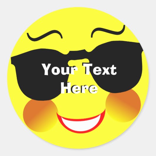 おもしろいサマーサン顔個人化 ラウンドシール (正面)