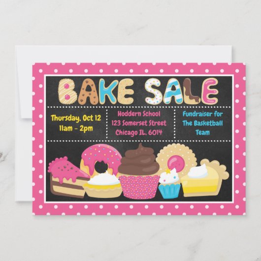 おもしろいサマースクールのベイクセール 招待状 (正面)