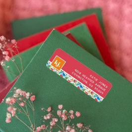 おもしろいサマースタイリッシュモノグラム差出人住所ラベル ラベル