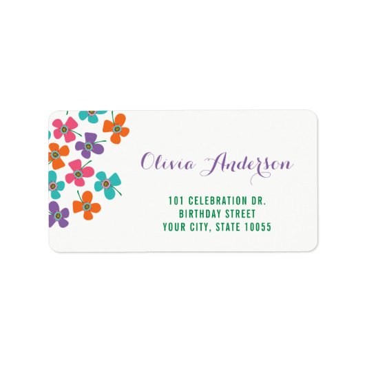 おもしろいサマーデイジーポップ・アートのガールバースデーパーティーのアドレス ラベル (正面)