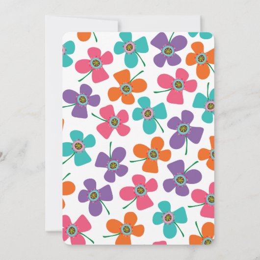 おもしろいサマーデイジーポップ・アートのシックガールの誕生日写真 招待状 (裏面)