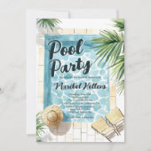 おもしろいサマートロピカルウォーターカラープールパーティースウィート16 招待状 (正面)