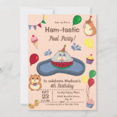 おもしろいサマーハムスター誕生日プールパーティの招待状 招待状 (正面)