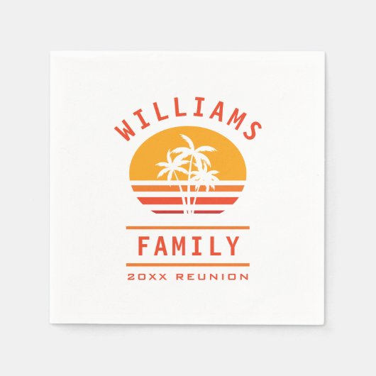 おもしろいサマーバケーショントロピカルビーチファミリー懇親会 スタンダードカクテルナプキン (正面)