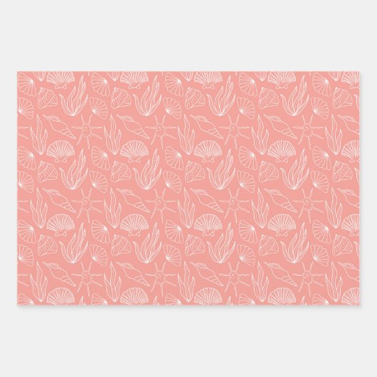 おもしろいサマービーチシェルサンゴ ラッピングペーパーシート (正面3)