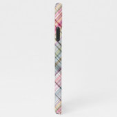 おもしろいサマーピンクブルーミントグリーンプレイドパターン iPhoneケース (右側)