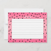 おもしろいサマーフルーツスイカ種子レシピカード ノートカード (裏面)