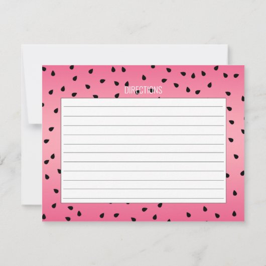 おもしろいサマーフルーツスイカ種子レシピカード ノートカード (裏面)