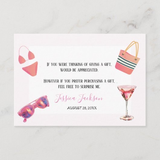 おもしろいサマープールパーティーウォーターカラースウィート16 エンクロージャーカード (正面)