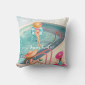 おもしろいサマープールパーティーウォーターカラースウィート16 クッション (正面)