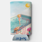 おもしろいサマープールパーティーウォーターカラースウィート16 スリム缶クーラー (裏面)