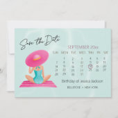 おもしろいサマープールパーティーウォーターカラースウィート16 セーブザデート (正面)