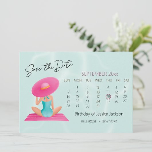 おもしろいサマープールパーティーウォーターカラースウィート16 セーブザデート (スタンド正面)