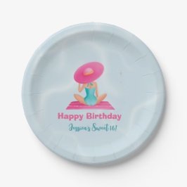 おもしろいサマープールパーティーウォーターカラースウィート16 ペーパープレート