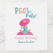 おもしろいサマープールパーティーウォーターカラースウィート16 ワインラベル (シングルラベル)