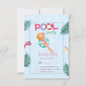 おもしろいサマープールパーティーウォーターカラースウィート16 出欠カード (正面)