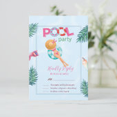 おもしろいサマープールパーティーウォーターカラースウィート16 出欠カード (スタンド正面)