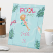 おもしろいサマープールパーティーウォーターカラースウィート16 台座サイン (インサイチュ)