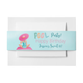 おもしろいサマープールパーティーウォーターカラースウィート16 招待状ベリーバンド