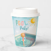 おもしろいサマープールパーティーウォーターカラースウィート16 紙コップ (正面)