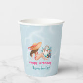 おもしろいサマープールパーティーウォーターカラースウィート16 紙コップ (正面)