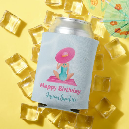 おもしろいサマープールパーティーウォーターカラースウィート16 缶クーラー (インサイチュ 夏)