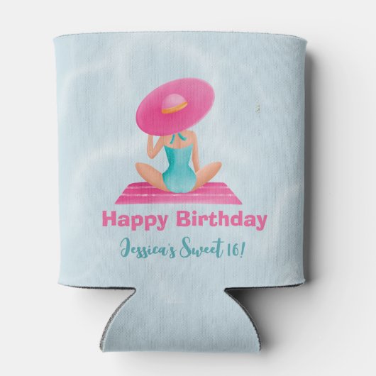 おもしろいサマープールパーティーウォーターカラースウィート16 缶クーラー (裏面)