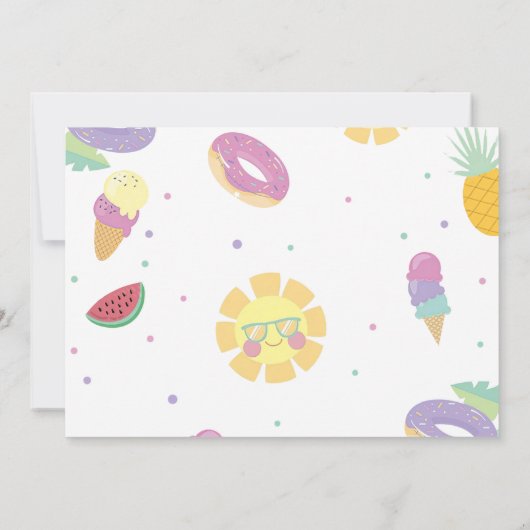 おもしろいサマープール誕生日パーティーフォト 招待状 (裏面)