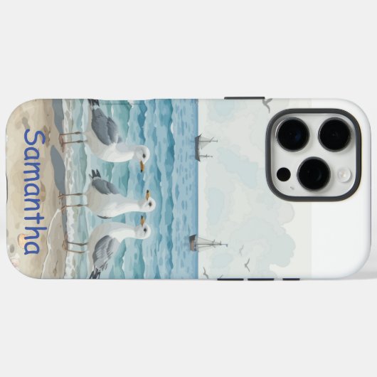 おもしろいサマーホリデーサンディビーチシーグルス Case-Mate iPhoneケース (裏面 (横))