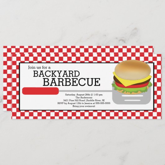 おもしろいサマーBBQパーティの招待状 招待状 (正面/裏面)
