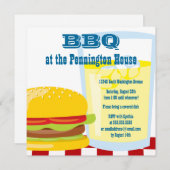 おもしろいサマーBBQ（バーベキュー）グリルパーティの招待状 招待状 (正面/裏面)