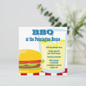 おもしろいサマーBBQ（バーベキュー）グリルパーティの招待状 招待状 (スタンド正面)
