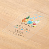 おもしろいサマーsipバックカクテル30th誕生日パーティー アクリル招待状 (レイダウン)