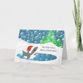 -おもしろいサメのクリスマスをメリー釣る シーズンカード