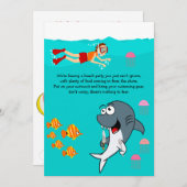 おもしろいサメビーチパーティー誕生日 招待状 (正面/裏面)