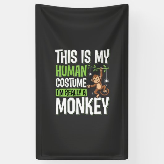 おもしろいサルコスチューム ハロウィンベクター 横断幕 (縦)