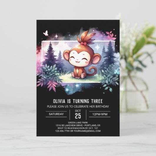 おもしろいサル誕生日 招待状 (スタンド正面)