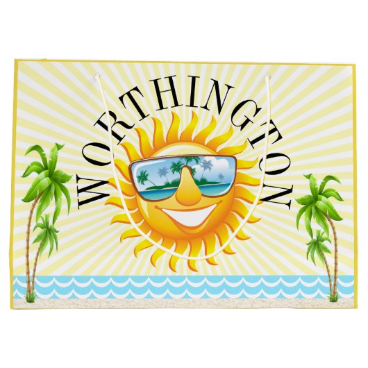 おもしろいサンアンドピンクフラミンゴ#holidayZトート ラージペーパーバッグ (裏面)