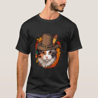 おもしろいサンクスギビングの三毛猫 Tシャツ