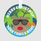 おもしろいサングラスの熱帯クリスマスのトナカイ オーナメント (正面)