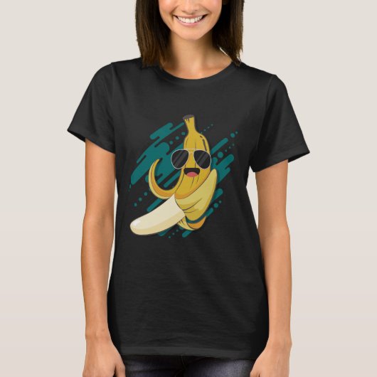 おもしろいサングラスカリウム健康Fru付きバナナ Tシャツ (正面)