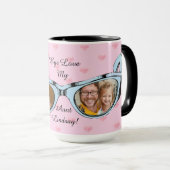 おもしろいサングラス写真パーソナライズされたコーヒーマグ マグカップ (正面右)