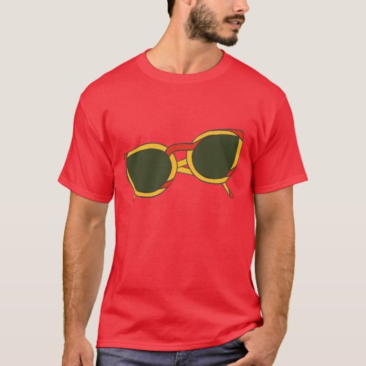 おもしろいサングラス赤黄,シャツ Tシャツ (正面)