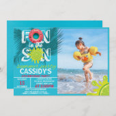 おもしろいサンサマーフォト誕生日 招待状 (正面/裏面)