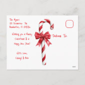 おもしろいサンタがカクテルを楽しむビーチ シーズンポストカード (裏面)