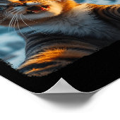 おもしろいサンタそり猫の自撮りクリスマス ポスター (角)