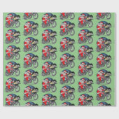 おもしろいサンタに乗るクリスマスシガーバイク ラッピングペーパー (フラット)