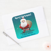 おもしろいサンタの袋にギフトがいっぱい スクエアシール (封筒)