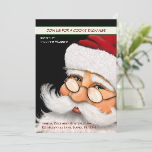 おもしろいサンタクッキーエクスチェンジカスタムクリスマス 招待状 (スタンド正面)